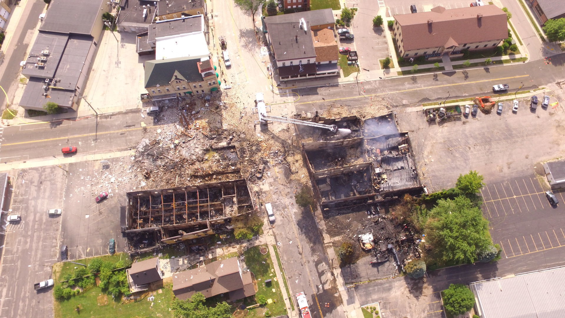 View of explosion site from a drone